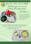 Công khai suất ăn của trẻ ngày 20/10/2026