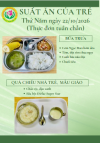 Công khai suất ăn của trẻ ngày 22/10/2026