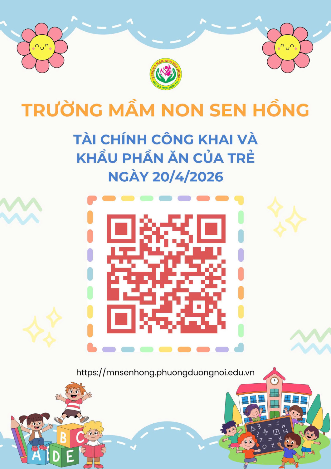 TÀI CHÍNH CÔNG KHAI VÀ KHẨU PHẦN ĂN CỦA TRẺ NGÀY 20/4/2026
