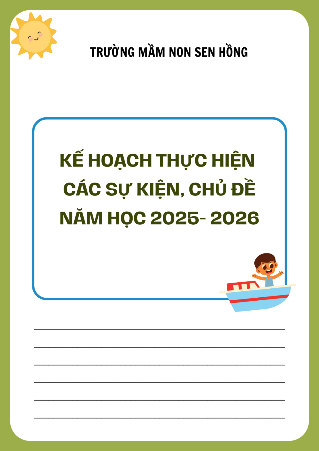 Xanh đơn giản Kế hoạch tuần