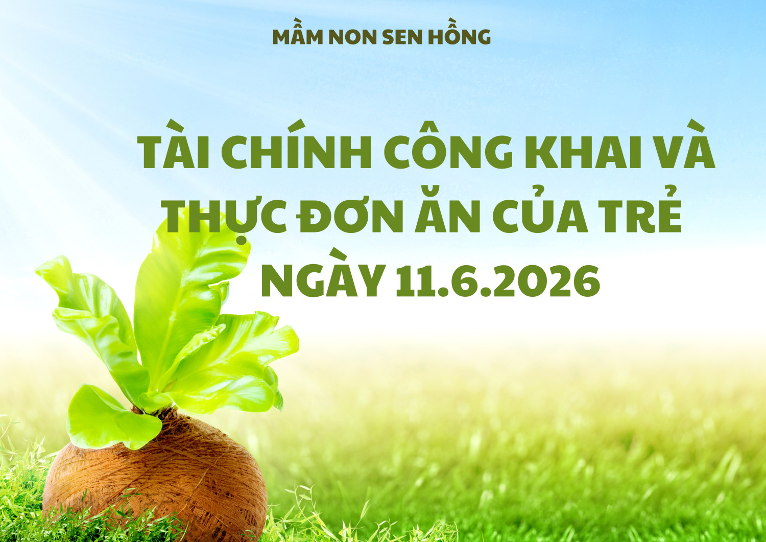TÀI CHÍNH CÔNG KHAI VÀ KHẨU PHẦN ĂN CỦA TRẺ NGÀY 11/6/2026
